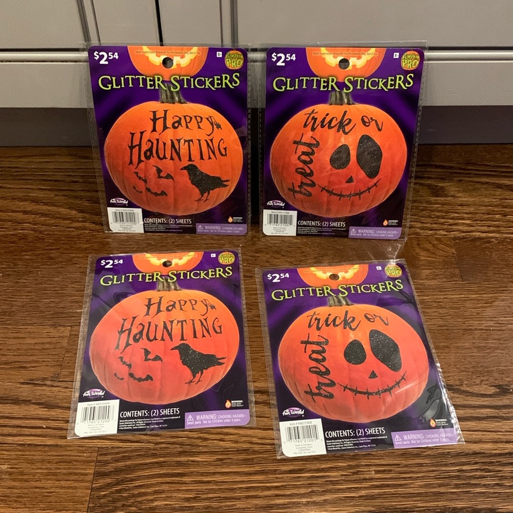 Pumpkin Glitter Stickers Set of 4